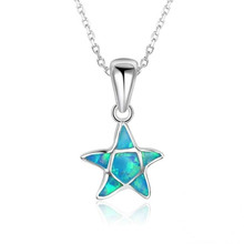 Pj603 Blue Opal Ocean Animal Starfish Charms Pendant Necklaces for Women Star fish  Summer Beach Fashion Jewelry Gifts 2024 - buy cheap