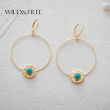 Wild&Free Bohemian Round Natural Stone Dangle Earrings For Women Simple Gold Big Circle Drop Earrings Summer Dress Jewelry Gift 2024 - buy cheap