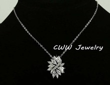 CWWZircons Perfect Setting Leaf Shaped Shiny Big Cubic Zirconia Crystal Pendant Necklace For Women Jewelry Gift CP039 2024 - buy cheap