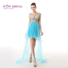 Wowbridal Blue High Low Homecoming Dresses 2021 New Lace Zipper Scoop Junior High Cute 8th Grade Graduation Dresses SH0018 2024 - buy cheap