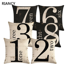 Black White Numbers Sofa Decorative Cushion Cover Pillow Pillowcase Linen 45*45 Throw Pillow Home Decor Pillowcover 40610 2024 - buy cheap