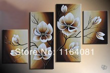 100% Hand made promotion elegant yellow flowers High Q. canvas painting Wall Decor Oil Painting on canvas 4pcs/set no Framed 2024 - buy cheap