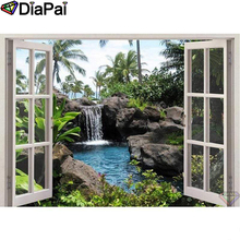 Diafai pintura diamante 5d diy 100% completo quadrado/redondo broca "janela cascata" bordado diamante ponto cruz decoração 3d a24866 2024 - compre barato