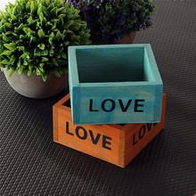 Retro Style LOVE Wooden Flowerpot Succulent Plants Square Flower Pot Garden Handmade Planting 2024 - buy cheap