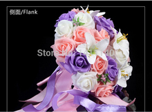Flores de novia de boda elegantes, palo de flores púrpura para decoraciones de fiesta de boda, regalos de novia, recuerdos para novia, envío gratis 2024 - compra barato