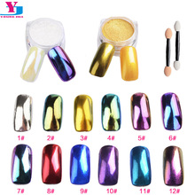 12 caja bien brillante magia uñas polvo DIY uñas esmalte lentejuelas cromo pigmento Nagel polvo Efeito Espelho de maquillaje al por mayor 2024 - compra barato