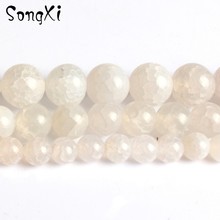 Natural Round White Ice Crack Agates Stone Beads for Jewelry Making Diy Bracelet Necklace Jewelelry Pick Size 6/8/10mm 15inches 2024 - buy cheap