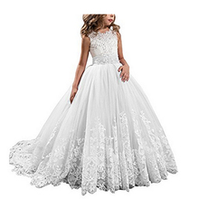 Elegant Lace O Neck sleeveless Flower Girl Dress First Communion White Ivory Girls Children Gown Elegant Dresses 2024 - buy cheap