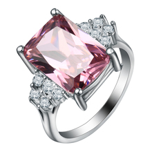 Женское кольцо с кристаллом циркония L3K602, розовое/синее/зеленое квадратное кольцо для свадьбы и Помолвки 2024 - купить недорого