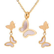 316L Stainless Steel Butterfly Jewelry Set Wedding Accessories Gold Earrings Shell Jewelry Set Women Necklace Set 2024 - buy cheap