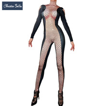 Christia Bella Sexy Crystals Bodysuit Women Nightclub DJ DS Stretch Jumpsuit Long Sleeve Leotard Stage Outfits Pole Dance Wear 2024 - buy cheap