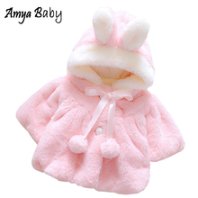 AmyaBaby Infant Fur Coat 2019 New Autumn Winter Thick Warm Cloak Jackets For Baby Girl Cute Hooded Coats Newborn Baby Jacket 2024 - buy cheap