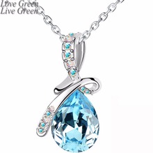 2017  hotsales brand bridal wedding white gold color tear drop pendant necklace earrings jewelry sets 10743 2024 - buy cheap