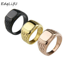 EdgLifU Square Signet Rings Men Titanium Steel Finger Silver Black Gold Man Ring Jewelry anel New Stainless Steel Ring Men 2024 - buy cheap