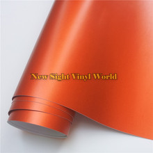 Высококачественная матовая хромированная оранжевая виниловая оболочка оранжевая фотопленка без воздуха для автомобильной упаковки Размер: 1,52*20 м/рулон 2024 - купить недорого