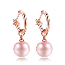 MxGxFam Red / Pink Round Pearl Drop Earrings Jewelry For Women Rose Gold color Lead and Nickel 2024 - buy cheap