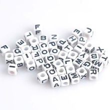 2018 Hot Wholesale Hot White Mixed Letter Alphabet Cube Acrylic Letter Beads Fit Jewelry making 7mm 200Pcs YKL0135 2024 - buy cheap