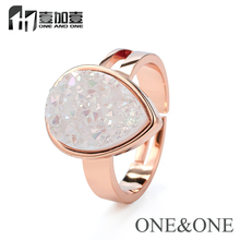 EYIKA 2019 new arrival Fashion jewelry 13 colors opal Drusy Ring Pear Shape 10x14mm Natural Druzy Teardrop Rings women jewelry 2024 - buy cheap