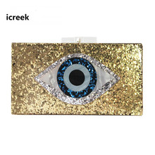 New Style brand fashion Golden eye sequin patchwork clutch purse luxury party acrylic evening bag bling bling women handbags box 2024 - buy cheap