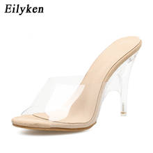 Eilyken 2021 New PVC Jelly Slippers Crystal Open Toed Sexy Thin Heels Crystal Women Transparent Heel Sandals Slippers Pumps 2024 - buy cheap