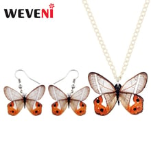 WEVENI Acrylic Tropic Butterfly Jewelry Sets Earrings Drop Dangle Necklace Pendant Fashion Insect Gift For Women Girls Ladies 2024 - buy cheap