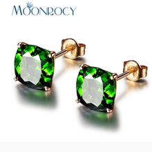 MOONROCY Rose Gold Color Cubic Zirconia CZ Square Green Crystal Earrings Stud For Women Girls Gift Drop Shipping Jewelry New 2024 - buy cheap