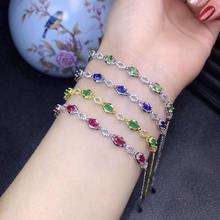 Pulsera de piedras preciosas brillantes para mujer, joyería de plata azul, novia, fiesta de cumpleaños, Aniversario, fecha, regalo, Gema ovalada natural 2024 - compra barato