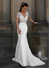 Длинное белое атласное платье с v-образным вырезом, платье русалки с короткими рукавами, платья с бисером, свадебное платье в стиле бохо, платье Sofuge Vestido De Noiva, Дубай 2024 - купить недорого