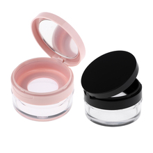 2Pcs Travel Size 10g Plastic Empty Powder Case Blusher Makeup Cosmetic Storage Container with Mirror and Sifter, Black/Pink 2024 - buy cheap