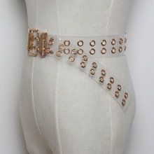 Cinturones transparentes de dos filas para mujer, con hebilla de doble Pin, correas de Material de PVC, estilo hip hop, 2019 2024 - compra barato