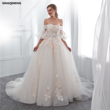 In Stock Sexy Gorgeous Ivory Wedding Dress Beaded Lace Tulle White Elegant Wedding Dresses Long Chic Off Shoulder Bridal Gown 2024 - buy cheap