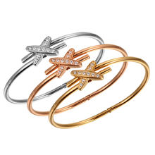 Moda cruz forma bowknot zircônia cúbica pave pulseiras rosa cor de ouro aço inoxidável pulseira pulseiras para presente de festa feminino 2024 - compre barato
