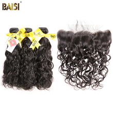 BAISI Hair Malaysian Virgin Water Wave Hair 100% Unprocessed Human Hair 3 Bundles with Frontal 2024 - buy cheap