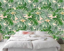 beibehang wall papers home decor Custom classic wallpaper Nordic minimalist hand drawn tropical leaves flamingo TV background 2024 - buy cheap