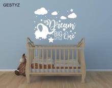Elephant Nursery Wall Decal, Dream Big Little One Decal, Elephant Sticker, Baby Boy Room decor, Boys Nursery Decals(1) 2024 - buy cheap