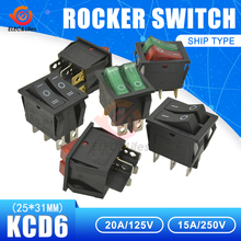 Kcd6 rocker switches 25*31mm 15a 250 v on-off-on/on-off 6 pinos cobre feets posições led luz verde vermelho preto barco interruptor de alimentação 2024 - compre barato