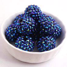 Kwoi vita-bolas de resina de diamantes de imitación para niños y niñas, bolas de arcoíris púrpura y azul AB de 20mm gruesas 100 unids/lote, joyería 2024 - compra barato