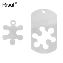 Risul Lover's couple charms Jigsaw puzzle in Dog tag Blank pendant for diy print mirror polish stainless steel wholesale 50pcs 2024 - buy cheap