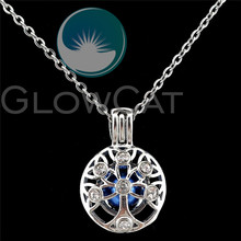 K929 Round Life Tree with Rhinestone Beads Cage Pendants Perfume Diffuser Stone Pearl Cage Locket Necklace 2024 - buy cheap