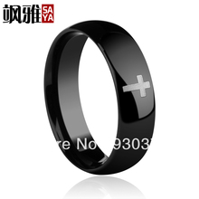 Free shipping  black men and women's cross tungste ring  Jewelry wedding bands couple ring 2024 - buy cheap