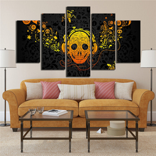 Living Room Wall Art Pictures HD Printed Poster 5 Panel Abstract Skull Headset Music Modern Painting On Canvas Home Decor Frame 2024 - buy cheap