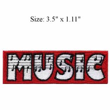 Parche bordado de notas musicales, 3,5 "de ancho/rojo y blanco/puntaje de piano/ropa 2024 - compra barato