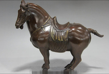 Chinese folk Fengshui copper Bronze Zodiac Year Horse Lucky peace Horse Statue 2024 - buy cheap