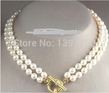 Ожерелье с белой жемчужиной в виде слона, 2 ряда, 8 мм, 18KGP 2024 - купить недорого