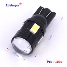 100 X T10 6 SMD 5630 High Power 3W Super Bright wide instrument Indicator lamp 194 168 2825 W5W lamp LED Car Lights Bulb white 2024 - buy cheap