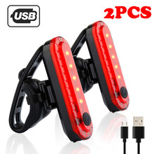 Luz de led dianteira e traseira para bicicleta, 2 peças, 4 modos, recarregável, usb, luz traseira, à prova d'água, #2w 2024 - compre barato