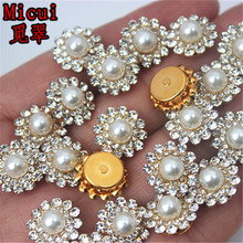 Micui-botón redondo de cristales de perlas, bandeja de Metal de ajuste de acero inoxidable dorado, diamantes de imitación, joyería artesanal, decoración para bodas, MC70 2024 - compra barato