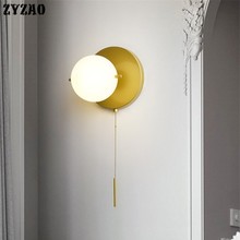 Светодиодный настенный светильник Magic Bean на молнии, лампа в скандинавском стиле с стеклянными шариками для гостиной, коридора, спальни, прикроватного столика, ванной комнаты 2024 - купить недорого