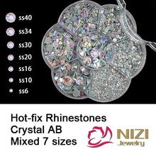 High Quality Hotfix Crystal Rhinestones Mixed 7 Sizes Iron On Strass Flatback Round Glass Diamond With Glue Backing DIY Supplies 2024 - buy cheap