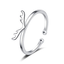  Charm Silver Plated Rings For Girl Bride Wedding Party Accessories Fashion Deer Girl Finger Rings Jewelry Christmas 2024 - buy cheap